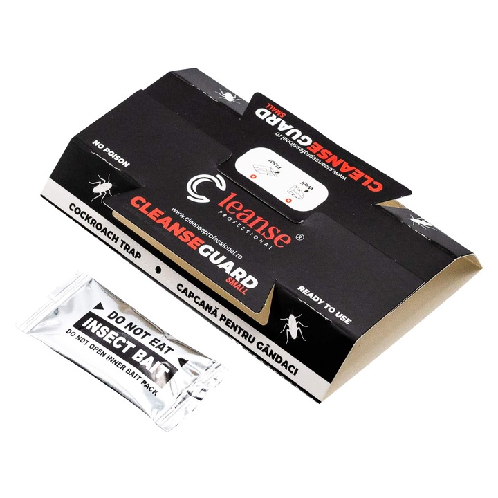Capcana adeziva CleanseGuard SMALL cu atractant pentru gandaci, negru, 194x135mm