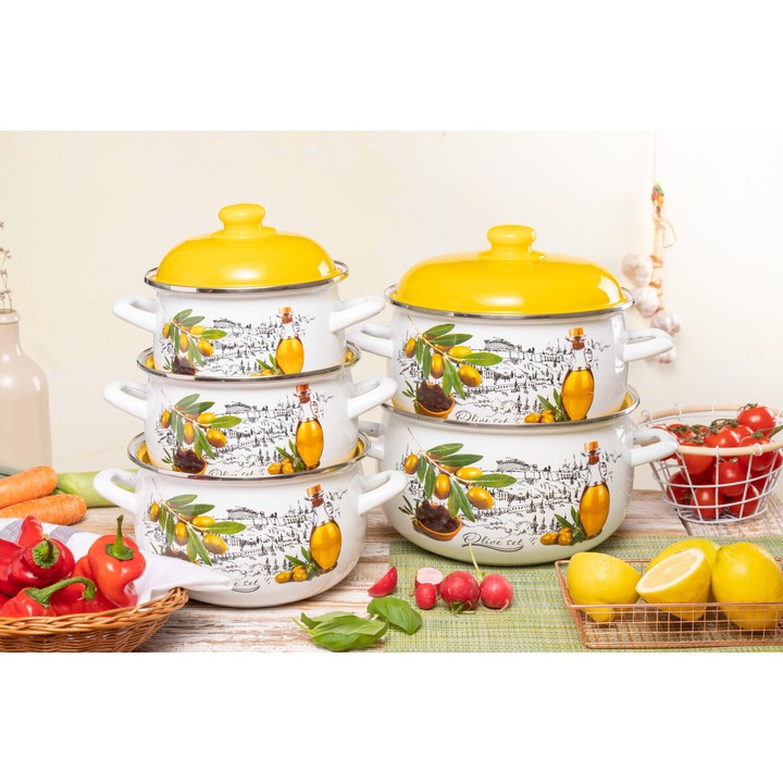 Set vase gatit Edenberg EB-1874 10 piese carbon metalic