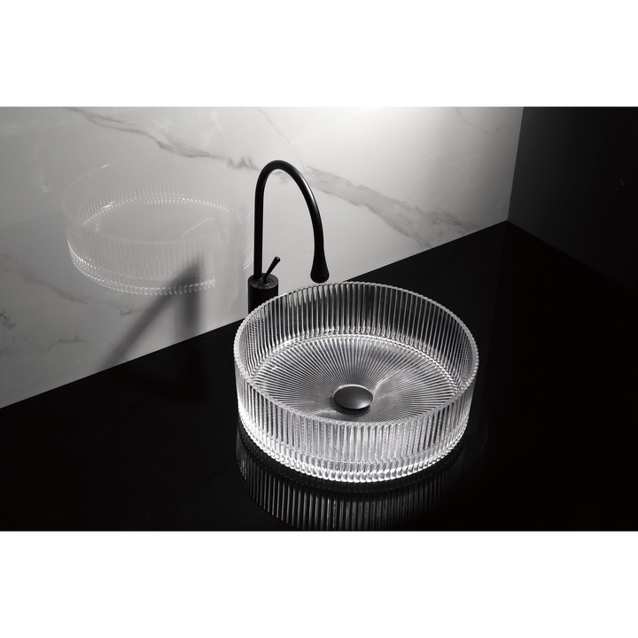 Lavoar rotund din sticla transparenta Trendy’s – Design modern, Ø400 mm