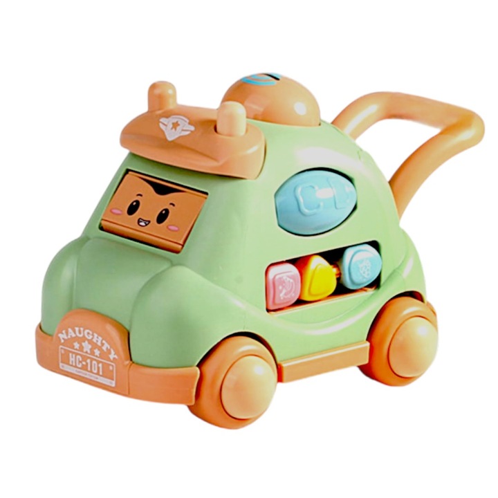 Masinuta Hooppie, 125x85x80 mm, multicolor, sunete/lumini, plastic, contine 3 baterii AG13, 02 ani+