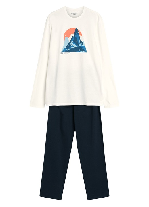 Pijamale confortabile si confortabile pentru barbati, cu un design modern in nuante de bej gri, Luro Henderson, Albastru