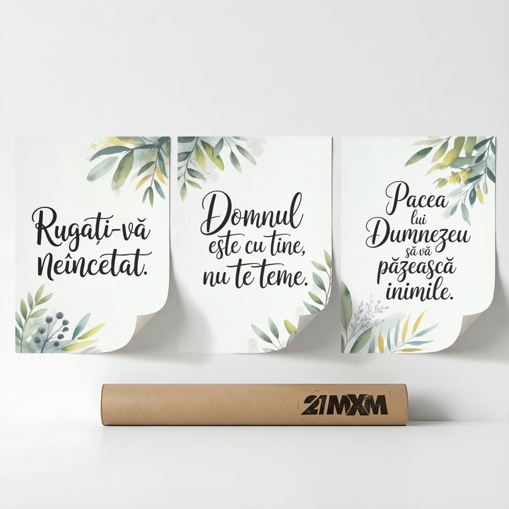 Комплект от 3 декоративни постера 'Благословия за дома 03', текстилен материал, 21MXM, 30 x 40 см, без рамка