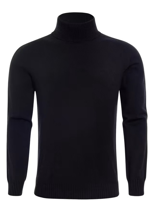 Bluza lejera pentru barbati, cu maneci lungi, pulover negru, Negru