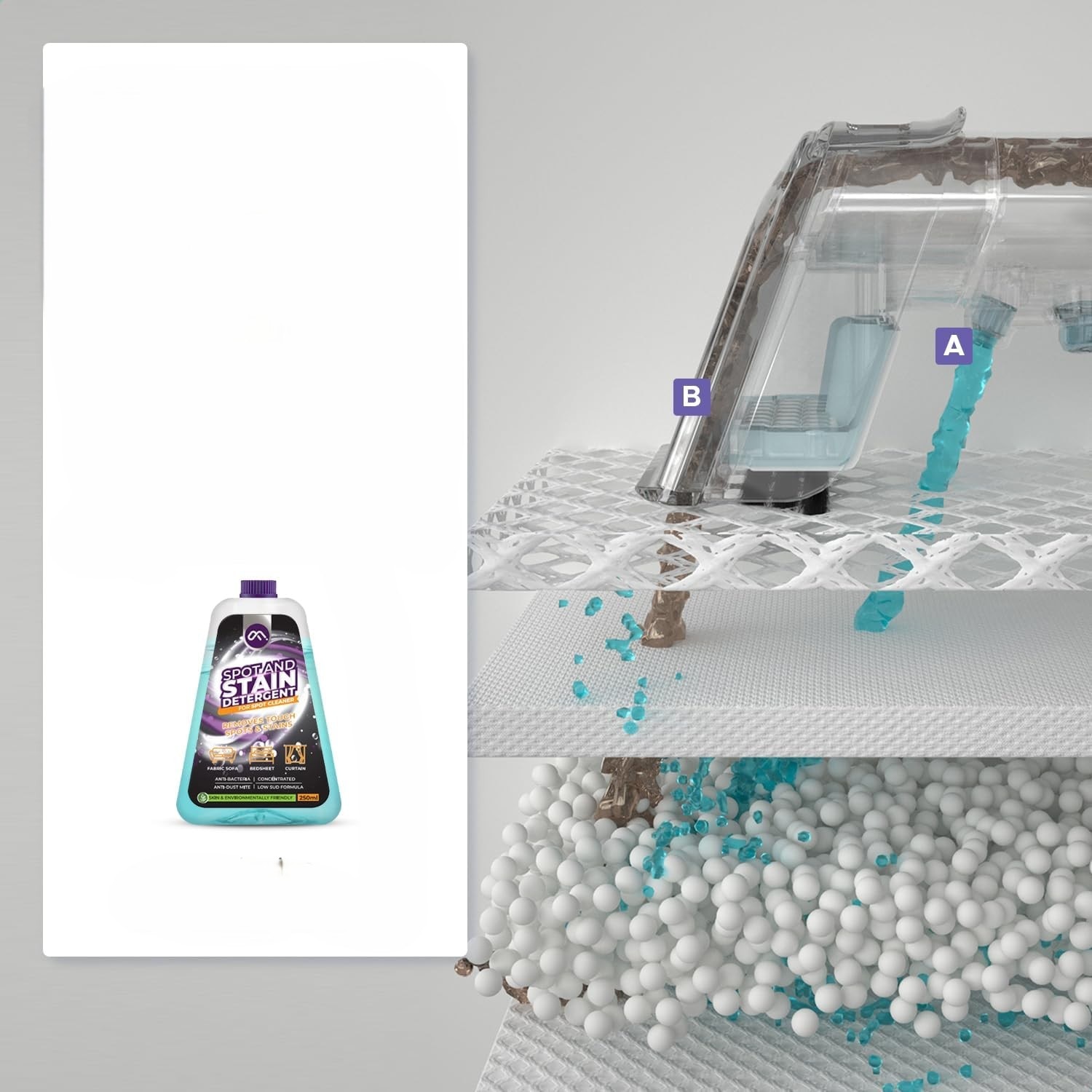 Motionflow Aspirator/Uscator pentru Covor si Tapiterie cu Functie de Incalzire – 1200 W, Covoare, Canapele, Scaune Auto si Alte Suprafete, 4 Perii Interchangeabile, Auto-Curatare