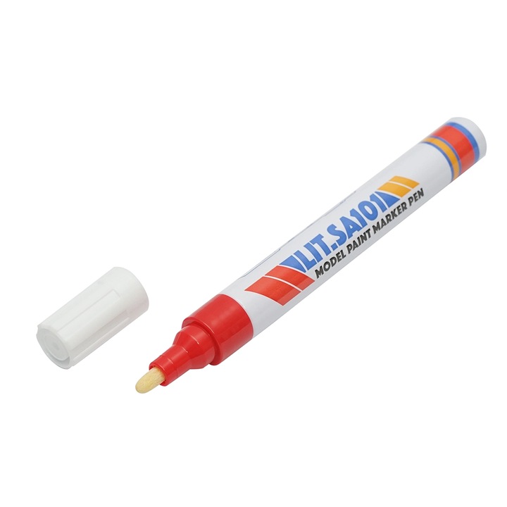 Marker vopsea rosu pe baza de ulei, impermeabil, uscare rapida