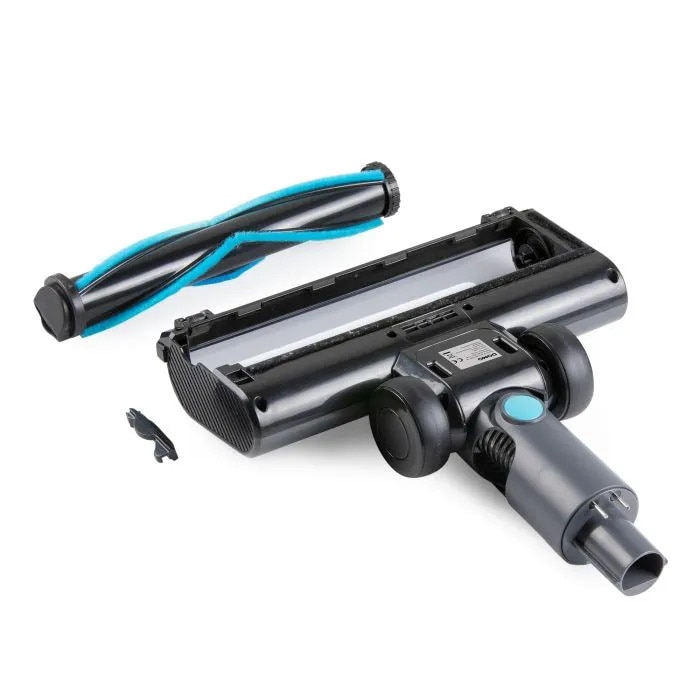 Aspirator multifunctional 2in1 fara sac si fara fir DOMO, aspirator vertical/de mana, perie cu iluminare LED, tehnologie Cyclon de filtrare, 3 trepte de putere, mod Auto, panou de control LED, afisaj digital baterie, 450 W, turcoaz