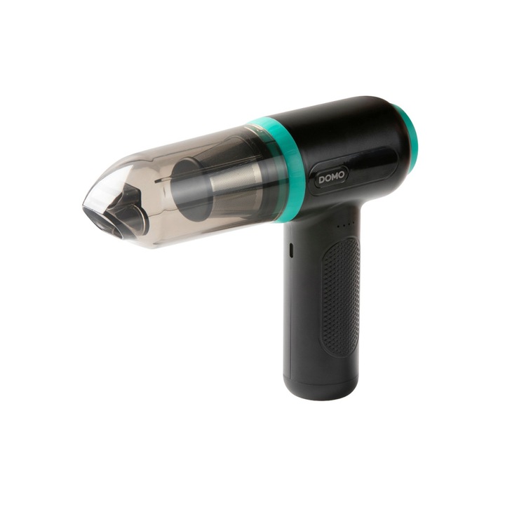 Aspirator de mana fara fir 2in1 DOMO, suflanta aer, autonomie 30 min, motor 90000 RPM, presiune aer 16 kPa, perii interschimbabile, iluminare LED, rezervor detasabil, filtru de praf lavabil, control pe maner, zgomot redus, ergonomic, negru