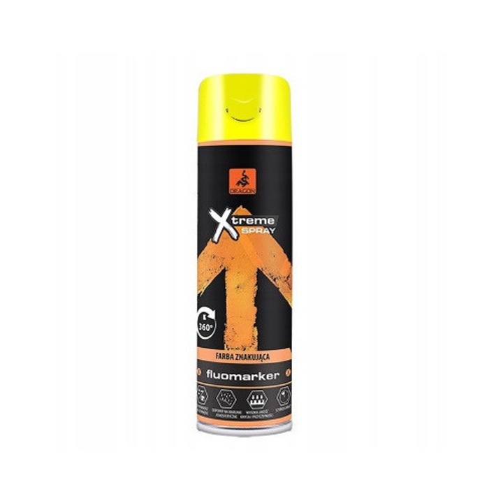 Fluoreszkáló jelölőfesték spray, sárga, 500 ml, sárkány