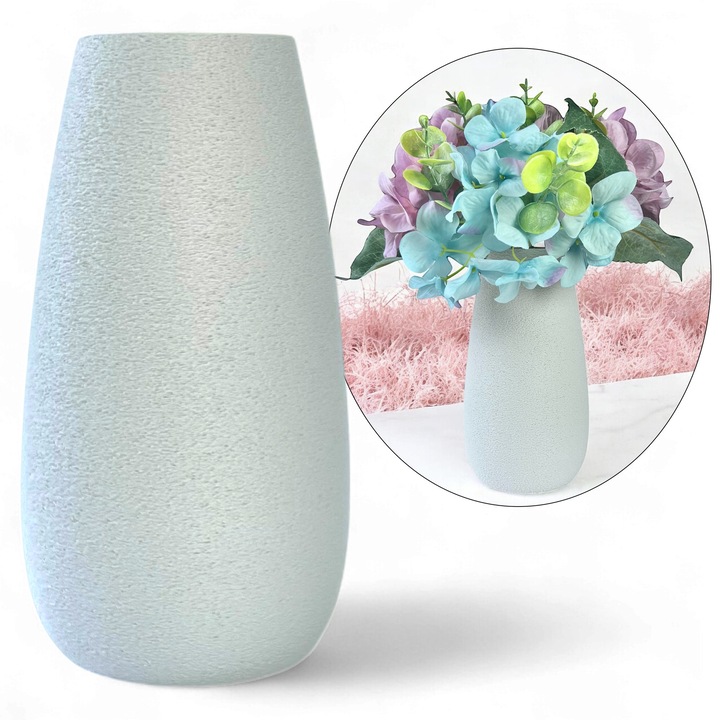 Vaza decorativa pentru flori 18 cm – design modern, rezistenta la impact, cu insert etans – Gri