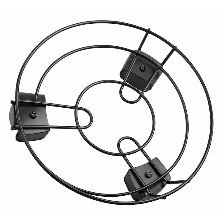 Suport rotativ pentru ghivece flori, cu roti, metalic, Negru