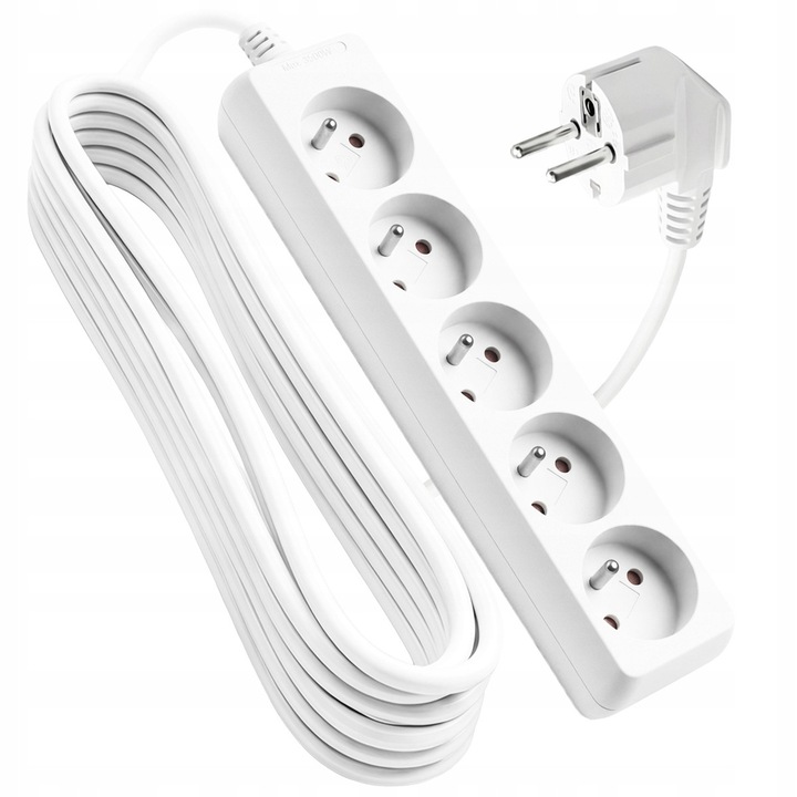 Prelungitor Vayox VA0308, 3M, 5 prize, 10A, IP20, protectie copii, Alb