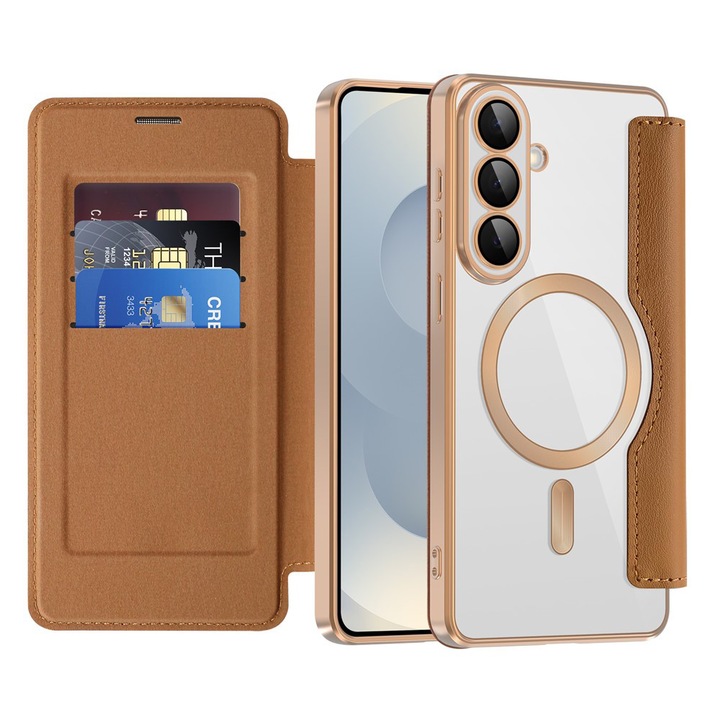 Калъф за Samsung Galaxy S26 Plus EliteBook Executive Тип Книга с RFID защита, MagSafe съвместимост и защита на обектива Прозрачен - кафяв