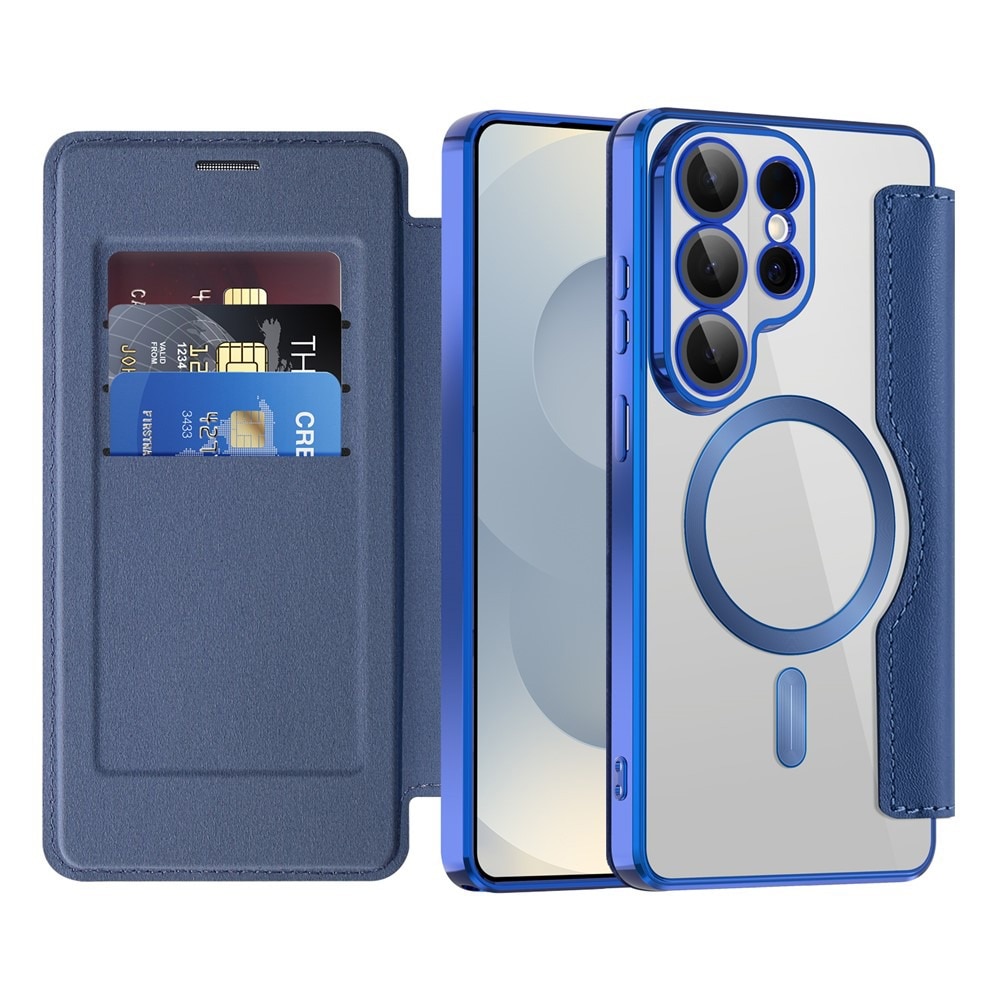 Husa tip carte pentru Samsung Galaxy S26 Ultra DaDen SmartMag, Protectie sporita, Magnet integrat, Incarcare wireless, Albastru inchis