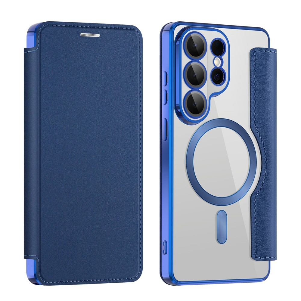Husa tip carte pentru Samsung Galaxy S26 Ultra DaDen SmartMag, Protectie sporita, Magnet integrat, Incarcare wireless, Albastru inchis