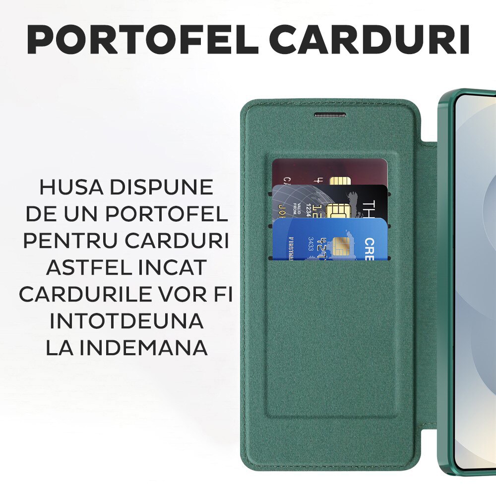 Husa tip carte pentru Samsung Galaxy S26 Ultra DaDen SmartMag, Protectie sporita, Magnet integrat, Incarcare wireless, Verde