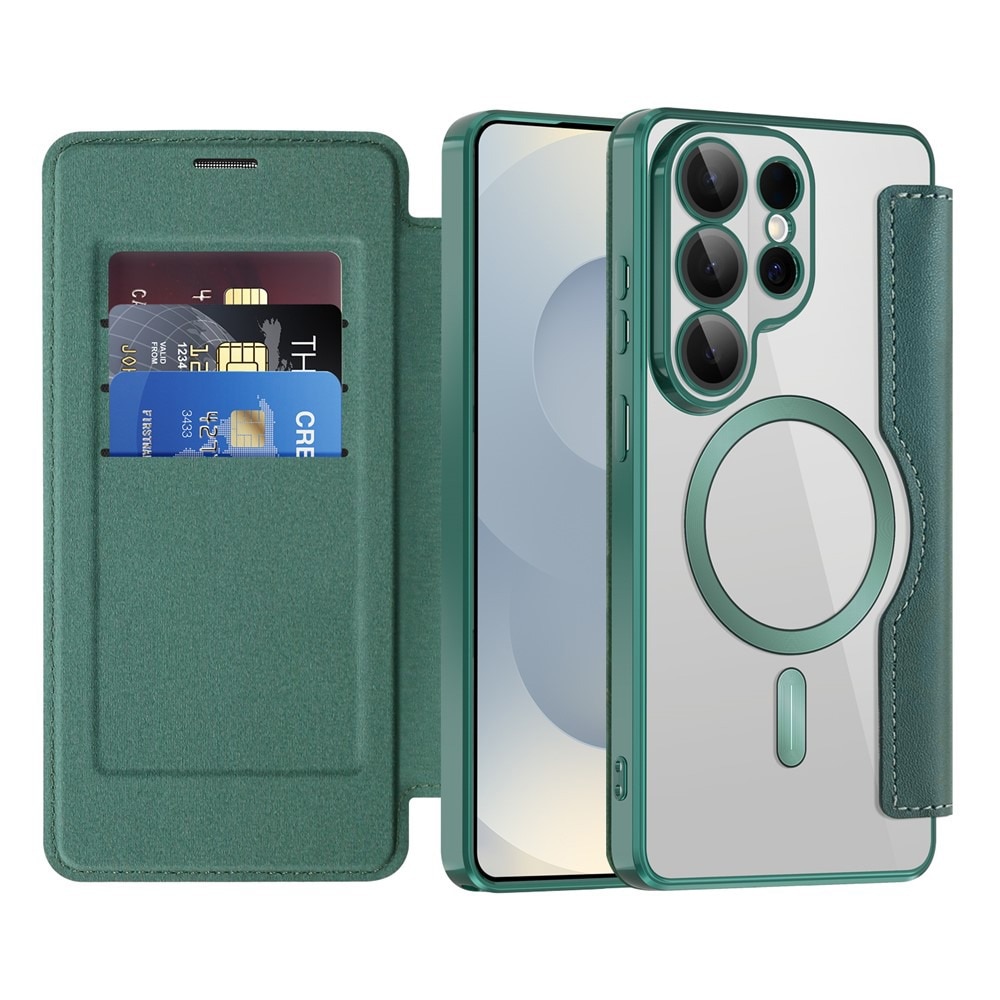 Husa tip carte pentru Samsung Galaxy S26 Ultra DaDen SmartMag, Protectie sporita, Magnet integrat, Incarcare wireless, Verde