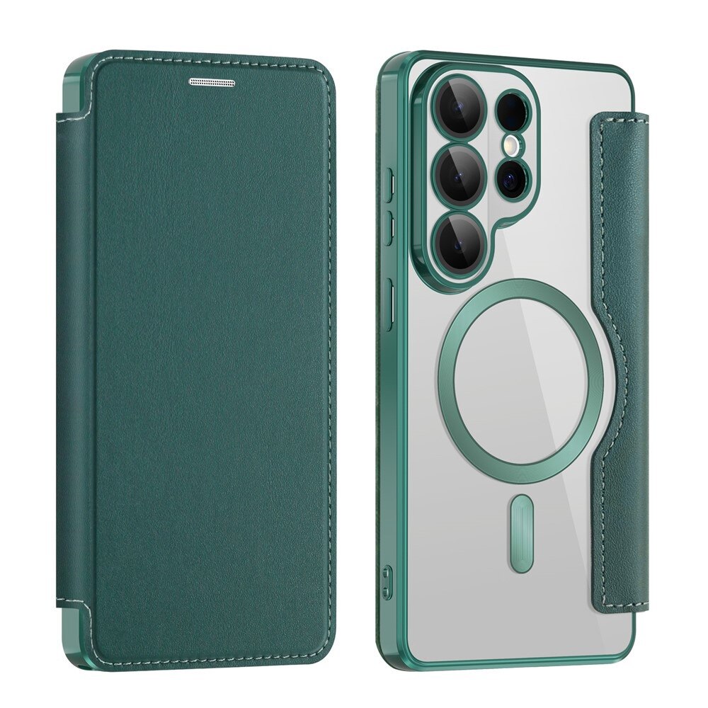 Husa tip carte pentru Samsung Galaxy S26 Ultra DaDen SmartMag, Protectie sporita, Magnet integrat, Incarcare wireless, Verde