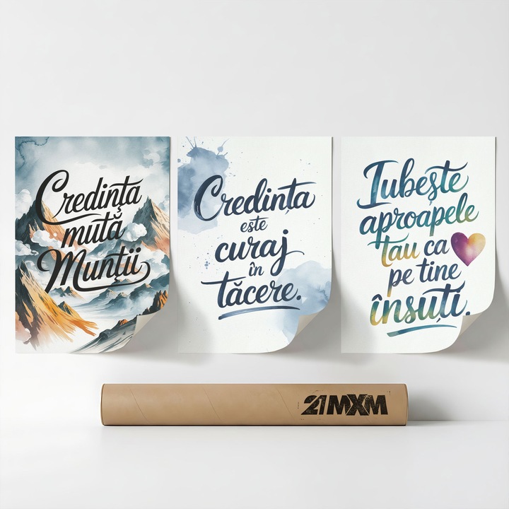 Комплект от 3 декоративни плаката 'Благословия за дома 06', текстилен материал, 21MXM, 30 x 40 см, без рамка