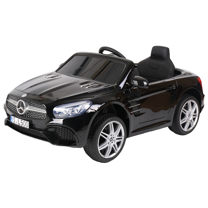 Masinuta electrica Premier Mercedes SL500, 12V, roti cauciuc EVA, scaun piele ecologica, negru
