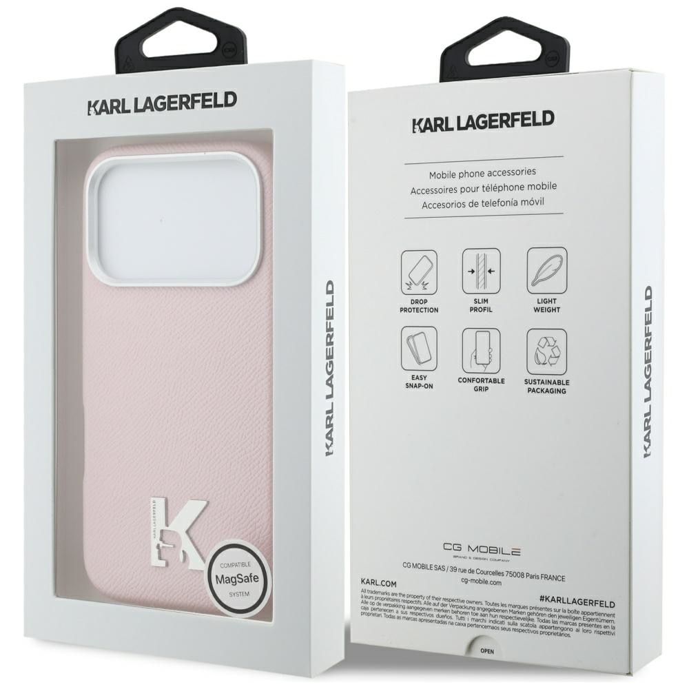 Husa Karl Lagerfeld Karl Head Logo cu MagSafe compatibila cu iPhone 17 Pro, Roz