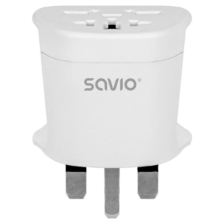 Adaptor de calatorie Savio AP-05, priza globala, alb