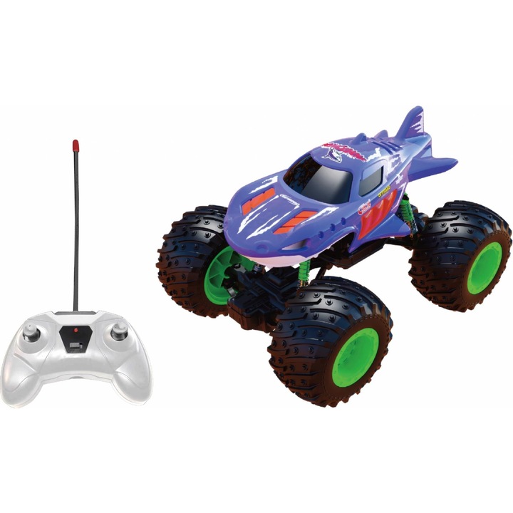 Távirányítós teherautó, Beast Runners, 1:24 méretarány, 21 cm, RC játék gyerekeknek, Lila