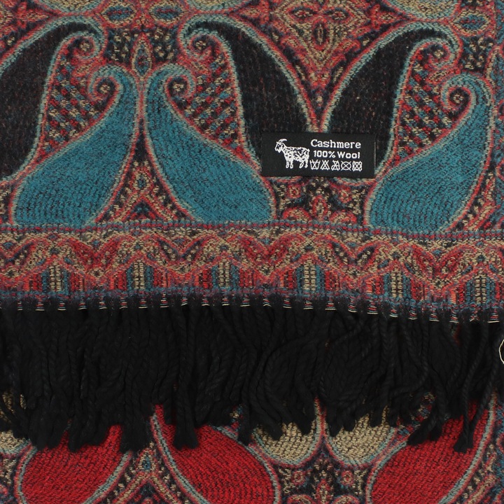 Eșarfă damă Buticcochet, lână, model stilizat, 65x190cm, multicolor