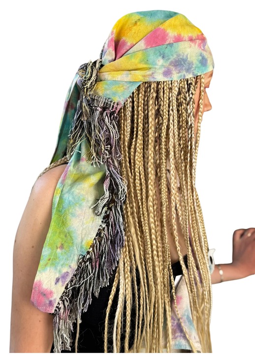 Шал от естествен памук, автентичен непалски модел, батик техника, многоцветен