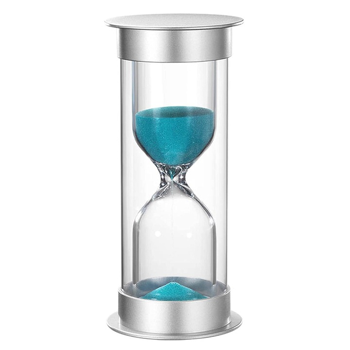 Cronometru cu Nisip 10 Min, asskanaer, Cronometru de invatare, Protectie Dubla, Nisip albastru, Decor interior, Pentru gestionarea timpului, Rezistent la spargere, Design portabil, Pentru camera de zi, dormitor, Plastic, 12*6.5cm, Albastru deschis