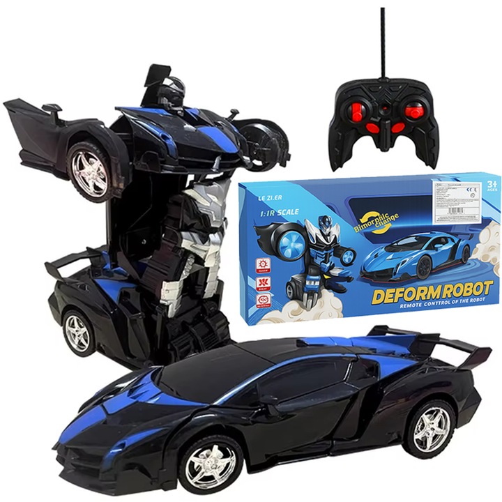 Masina-Robota 2 in 1 Controlat de la Distanta cu Lumina si Sunet – Negru