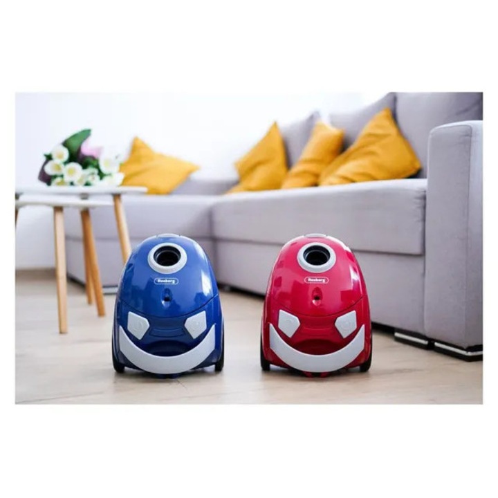 Aspirator cu sac Rosberg, 700 W, zgomot redus, 1.5l, 350x268x218mm, rosu