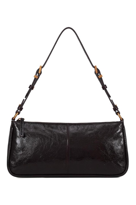 Potamy, Geanta crossbody de piele cu fermoar, Negru