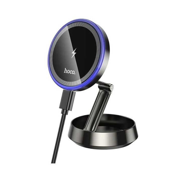 Suport MagSafe HOCO HW33, Incarcare wireless, Fixare cu Ventuza, Reglabil si pliabil, Negru