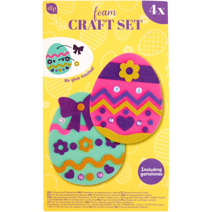 Set craft 4 piese, Creeaza-ti propria figurina de Pasti, Oua, multicolor