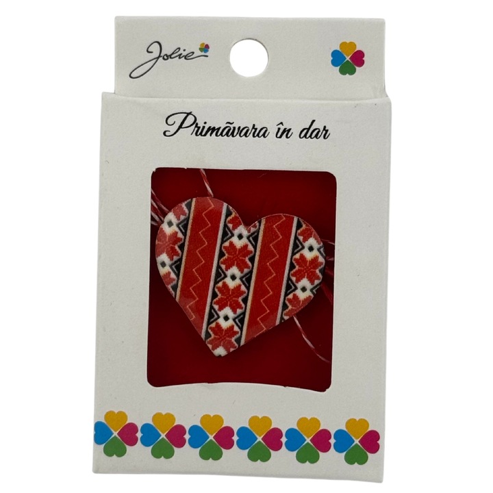 Martisor Brosa Mica in Cutie, Jolie, Dimensiune Brosa 2.5-3cm, Material Metal, Model Inima Traditionala