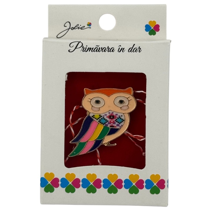 Márciuska Bross Flippy, Színes Bagoly Modell, Fém, 2.5x3cm, Dobozban