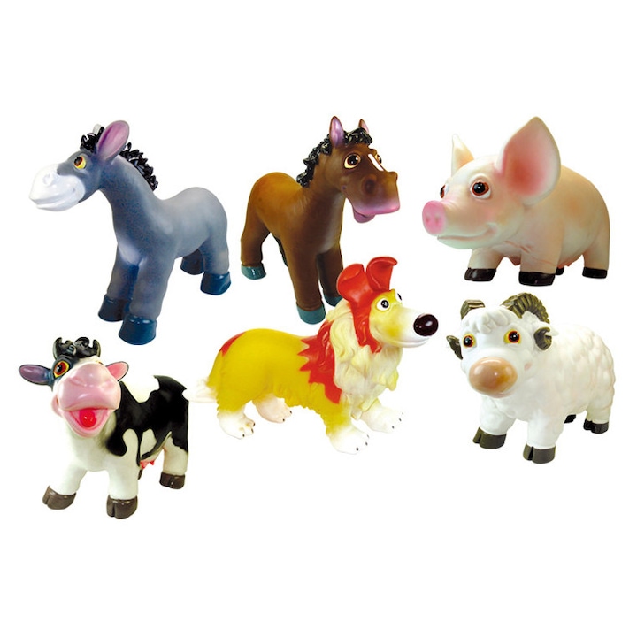 Set 6 Figurine Animale Domestice, UniBox, material moale, multicolor, pentru copii