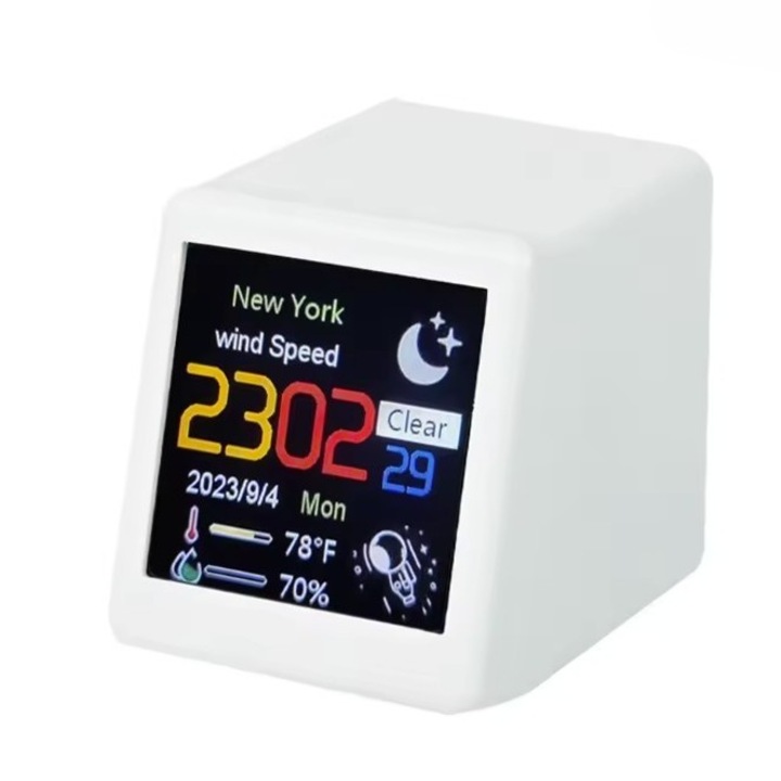 GeekMagic Smalltv-Ultra Intelligens WiFi Asztali Digitális Óra, Időjárás, 1.54” Kijelző, GIF Animációk, Fehér