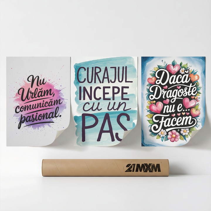 Комплект от 3 декоративни плаката „Житейски послания 03“, текстилен материал, 21MXM, A3 (29.7 x 42 cm), без рамка