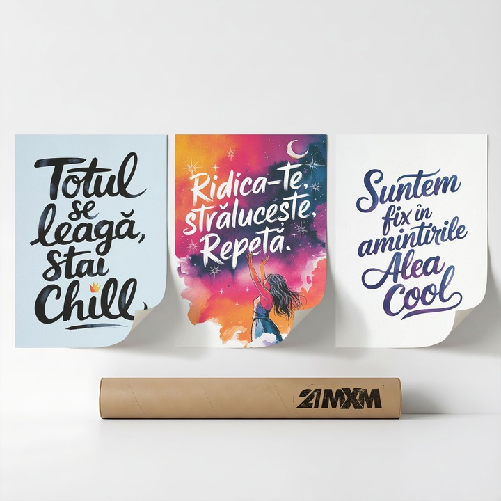 Комплект от 3 декоративни плаката 'Житейски послания 09', текстилен материал, 21MXM, A3 (29.7 x 42 см), без рамка