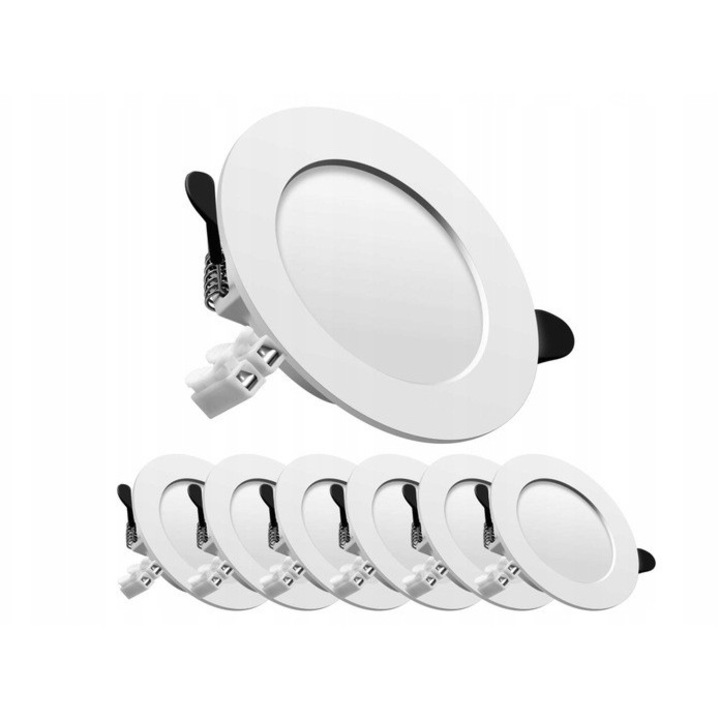Set Spoturi Wpuszczate Sufitowe LED 7W 2700K, aluminiu, 6 bucati