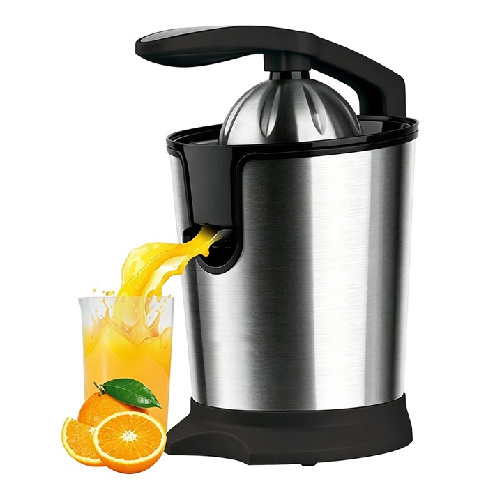 Storcator Electric de Citrice IDAMAKON Storcator Citrice Profesional Putere 180W 12000 rpm 0.4 L Stoarcere Continua cu Brat de Presare Sistem Anti-Picurare Usor de Curatat Corp din Inox Portocaliu