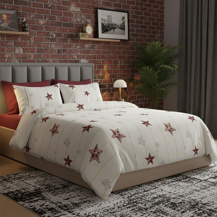 Lenjerie de pat dublu, 4 piese, 230 x 250 cm, Lenjerii Deosebite, Elvo Stelute