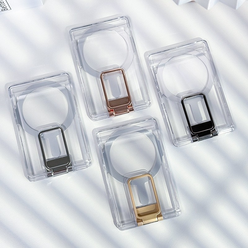 Husa pentru Carduri, Flippy, Compatibil cu Telefon Apple Magsafe, Accesoriu pentru Husa MagSafe, cu Suport Pliabil Argintiu, Transparent