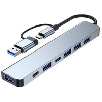 Hub USB C si USB 7 in 1, pentru PC/Laptopuri/MacBook Pro/Air/iMac/iPad si mai multe dispozitive, Aluminiu