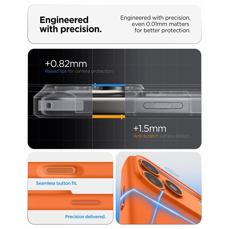Husa Spigen Silicone Fit cu MagSafe compatibila cu iPhone 17 Pro, Portocaliu