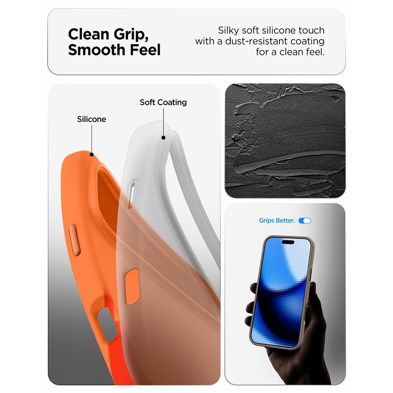 Husa Spigen Silicone Fit cu MagSafe compatibila cu iPhone 17 Pro, Portocaliu