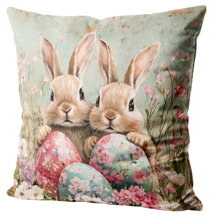 Fata De Perna Decorativa, 45x45 cm, HomeView, Velvet, Multicolor, Fermoar, model 401