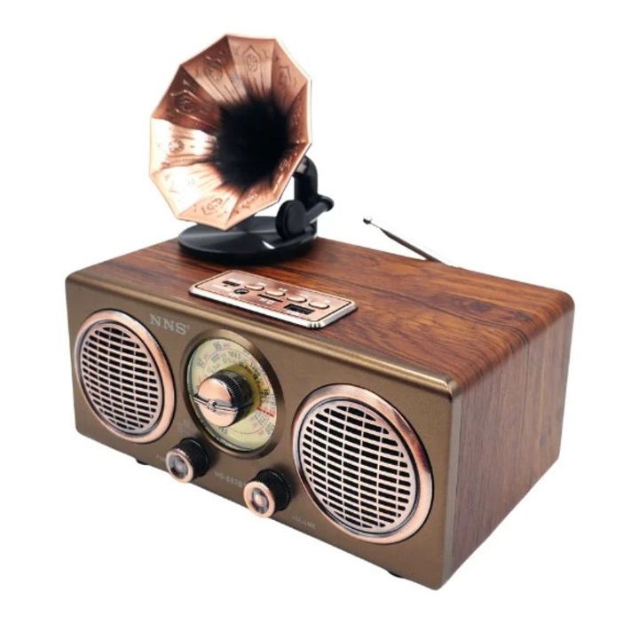 Радио с акумулатор, NNS, Ретро преносимо, Bluetooth/USB/AUX/TF 2400mAh с TWS функция за природни бедствия, риболов, къмпинг, грамофон
