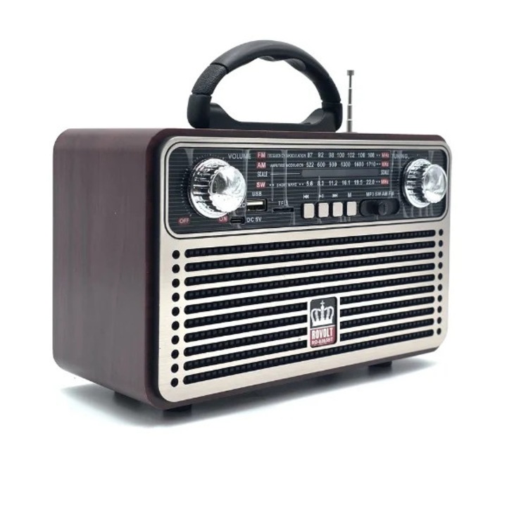 Ретро преносимо радио с акумулатор, NNS, Bluetooth/USB/AUX/TF 1200mAh с TWS функция за природни бедствия, риболов, къмпинг, сребристо